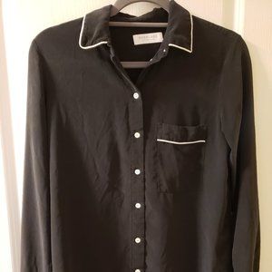 Everlane piped silk pocket shirt